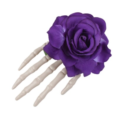 Flower Gothic Hairpin Headwear Skull Hand Barrette Day Of The Dead Hair Clip