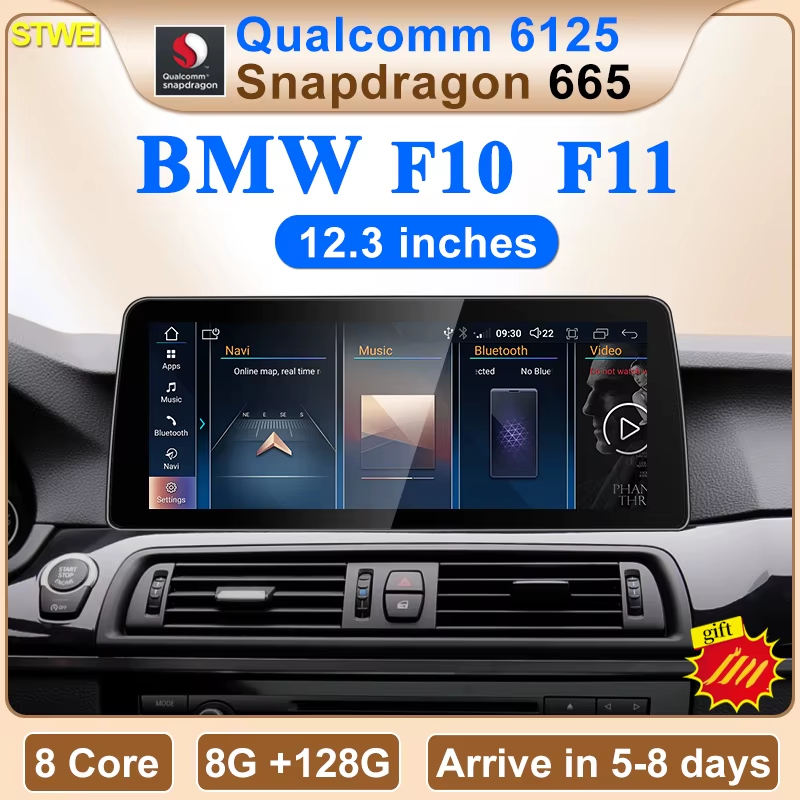NEW ID8 Snapdragon665 12.3inch 8Core Carplay For BMW 5Series F10 F11 Car Video P