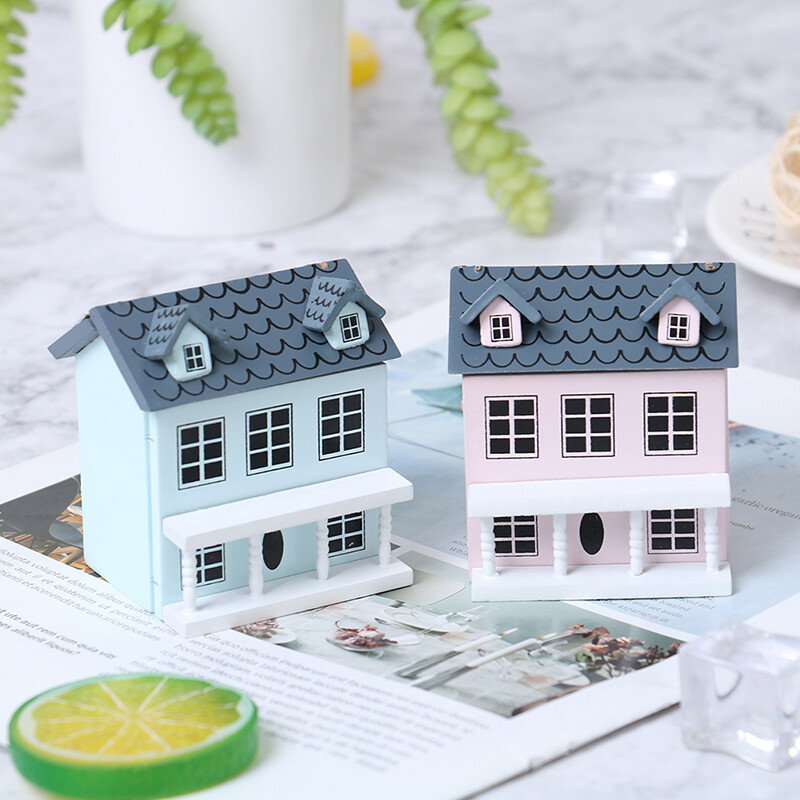 1:12 Dollhouse Miniature Wooden Little House Model Lovely Villa Doll House @-@