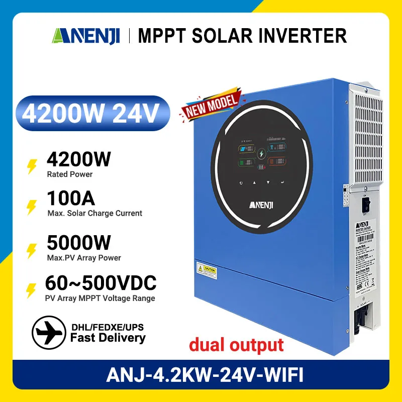 New 4200W 24V Hybrid Solar Inverter MPPT Pure Sine Inverter 230VAC Maximum PV Po