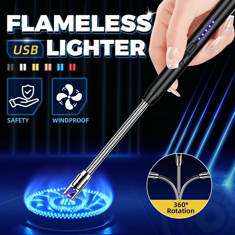 Flameless USB Arc Lighter Rechargeable Flexible Neck Windproof Candle Stove BBQ