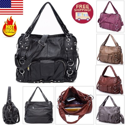 Women Ladies Soft Leather Handbag Shoulder Tote Bag Messenger Satchel Hobo Purse