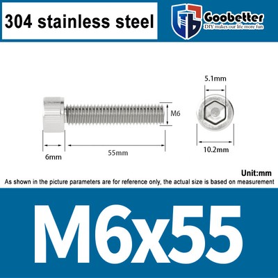 M6 M8 Socket Head Cap Screws Allen Hex Drive Stainless Steel Bolt Length 8~100mm