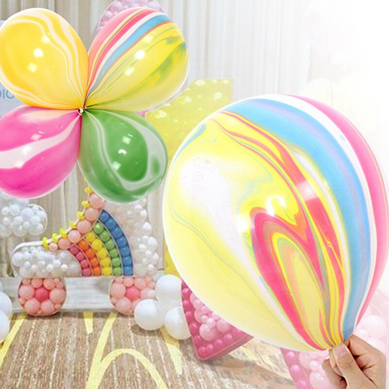10pcs 10 Colorful Agate Latex Balloons Party Decoration Tie Dye