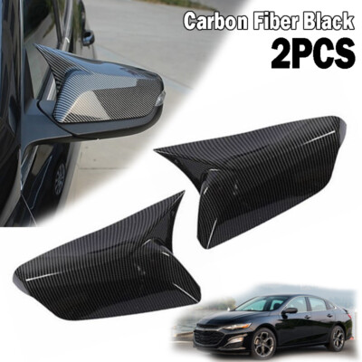 Driver + Passenger Carbon Fiber Mirror Cover Cap For Chevrolet Malibu 2016~2020