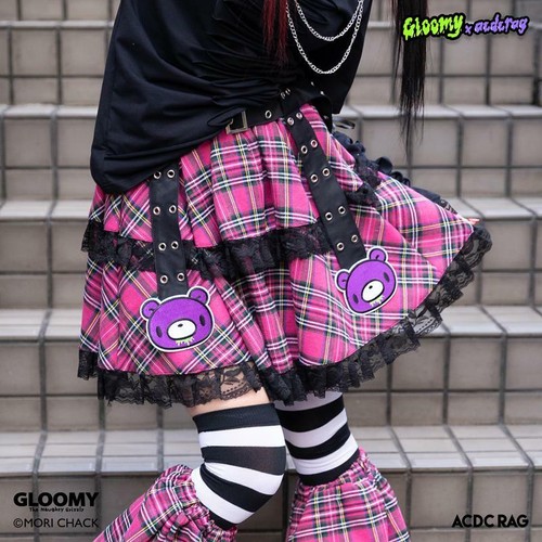Chax GP Gloomy Bear Belt Skirt Pink Tartan Harajuku Girly
