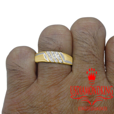 Pre-owned Usdiamondking Mens .13 Ctw Genuine Real Natural Diamond 10k Yellow Gold Wedding Ring Band In H-i