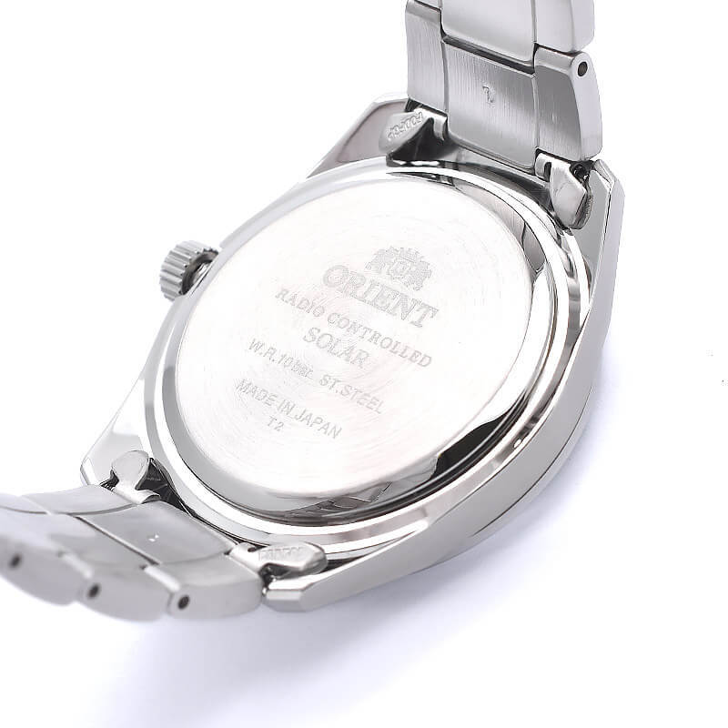 Pre-owned Orient Neo 70's Wv0061se Stainless Steel Radio Solar Watch Gray Dial 39.5mm