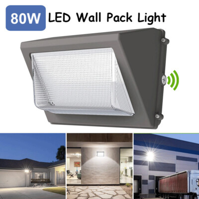 80W LED Wall Pack Light Dusk To Dawn Photocell IP65 Waterproof Outdoor Light ETL