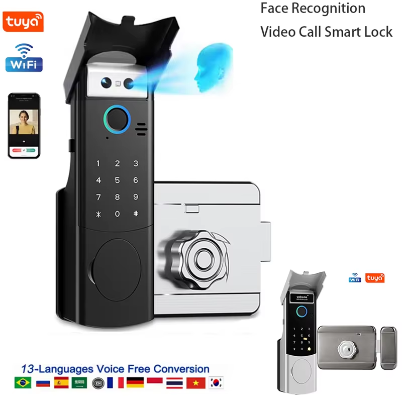 Outdoor Waterproof Smart Tuya Wifi Lock 3D Face Recognition Digital Code Keyless