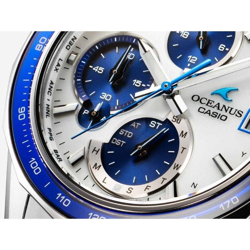 Pre-owned Casio Oceanus Ocw-s7000d-7ajf Manta Slim Case Bluetooth Chrono Men Watch Japan