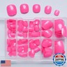 AddFavor 240pcs Press on Toenails Hot Pink Fake Toe Nails Full Cover Glossy Shiny Short Press ons False Toe Nail for Women, with Nail Glue, Sticky Tabs, Nail File