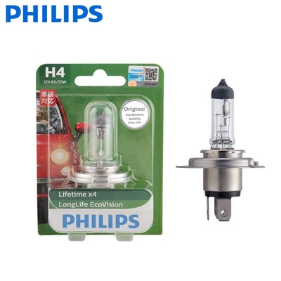 1pcs Philips H4 9003 12V 60/55W P43t Longlife EcoVision Car Halogen Head Light