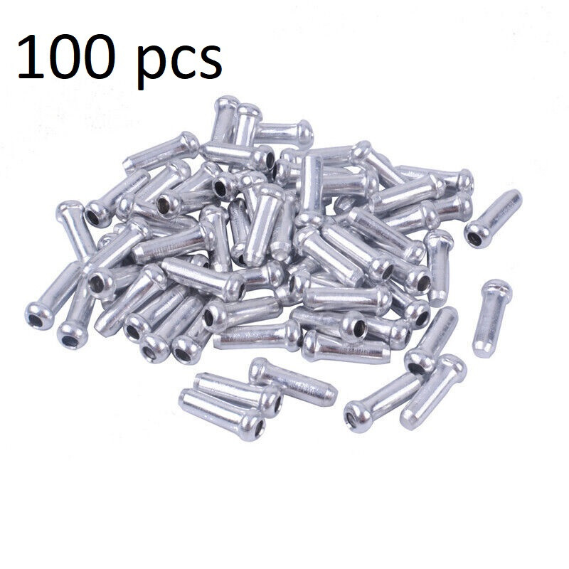 100x Set Bike Cable End Caps Silver Brake Shifter Wire Universal Crimps Road MTN