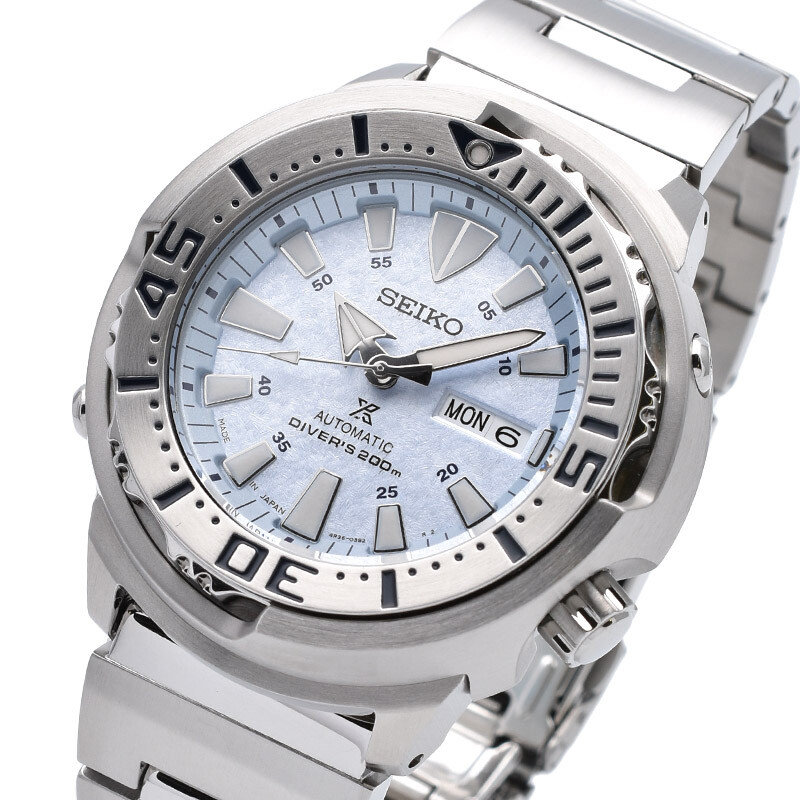 Pre-owned Seiko Prospex Sbdy053 Baby Tuna Mechanical Automatic Watch Ice Blue Dial 48mm