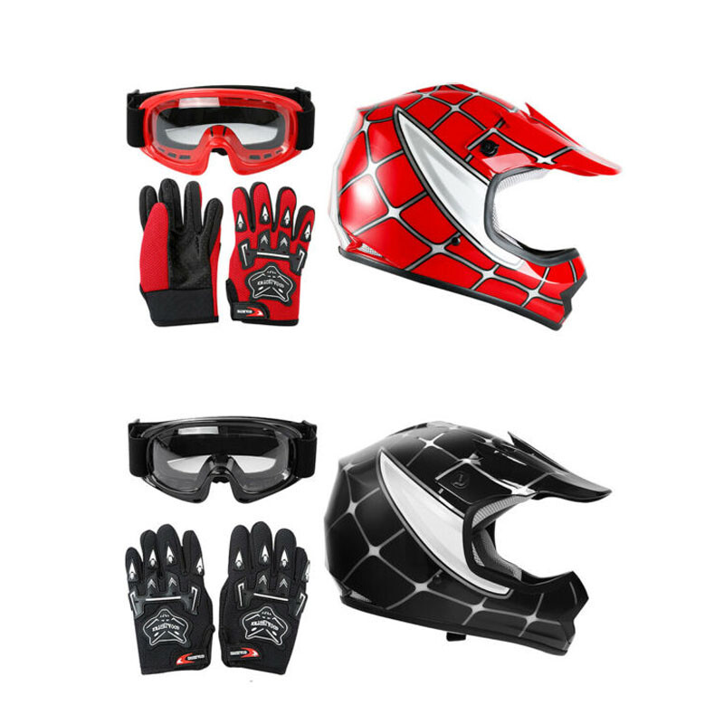 Youth Dirt Bike Helmet ATV DOT Motorcycle Kid Motocross Offroad Spider Net Child