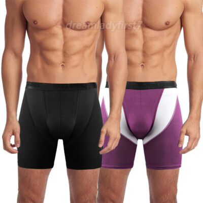 Men Long Leg Boxer Briefs Quick Dry Shorts Comfort Soft Trunks Sports Underwear