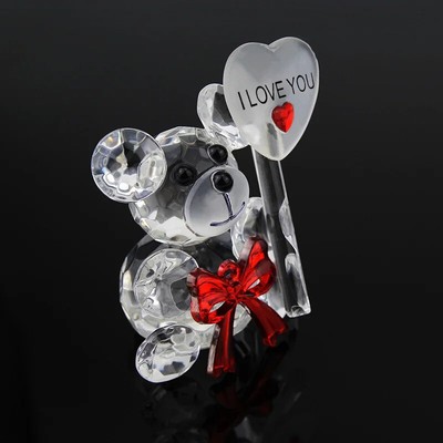 Valentine's Day Gift For Her Crystal Glass Bear Cute Decorative Best Craft Gifts
