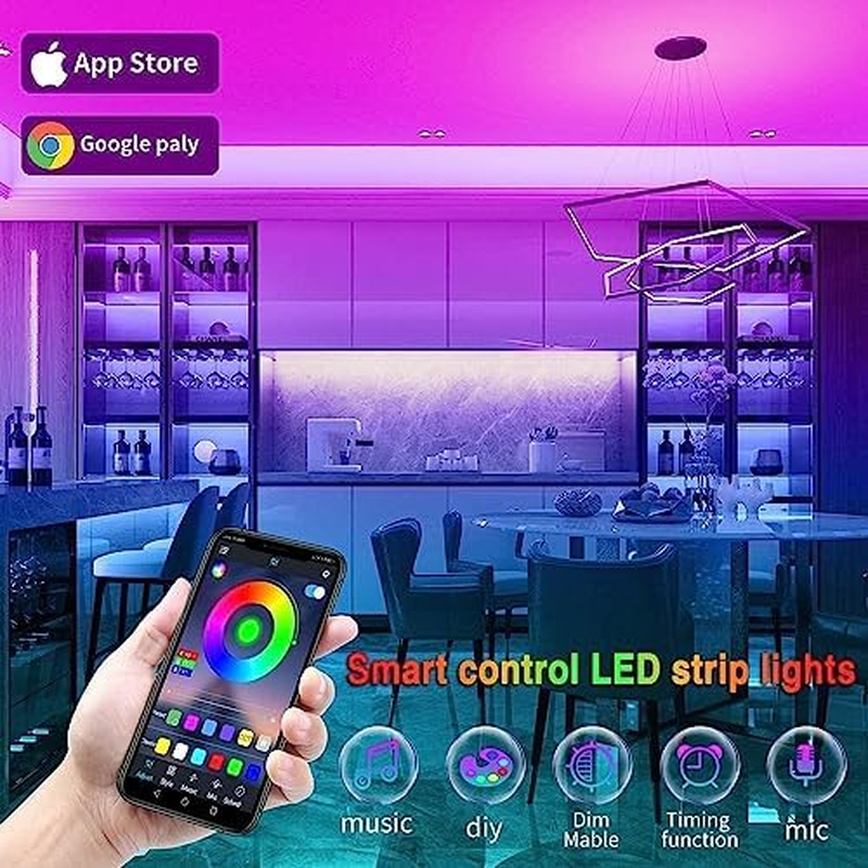 Led Lights for Bedroom 100ft(2 Rolls of 50ft) Smart Music Sync Color Changing LE