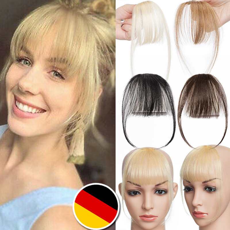 Pony Bang Clip In Remy Echthaar Extensions Luft Air Haarteil Haarverlängerung DE