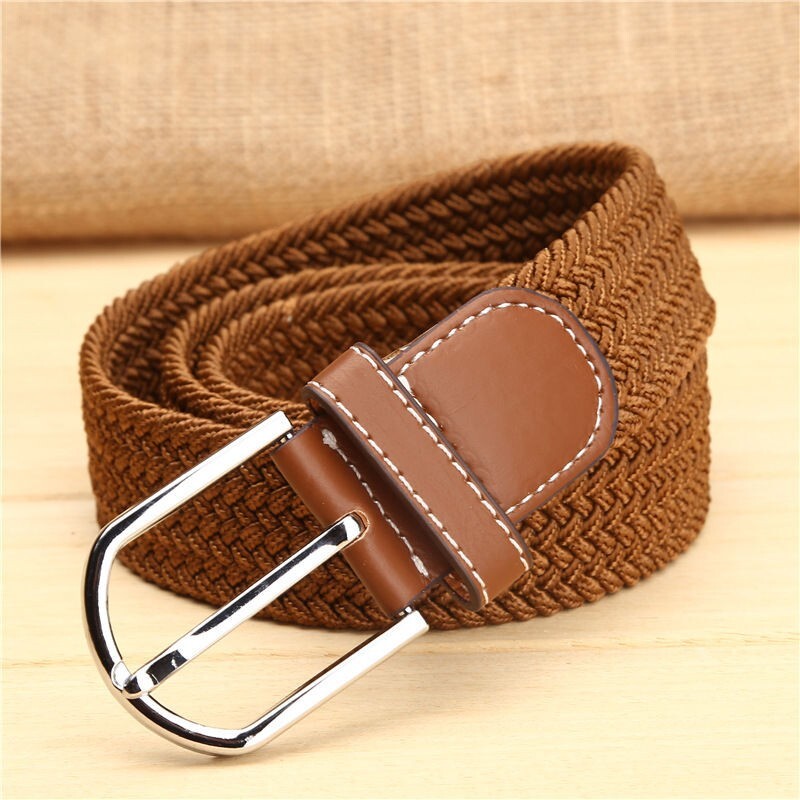 New Mens Womens Stretch Belt Braided Elastic Casual Woven Canvas Fabric Belt