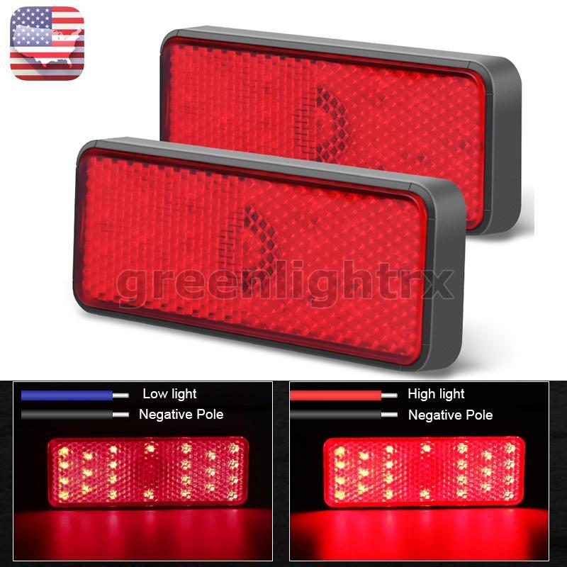 2PC LED Reflector Red Rear Brake Stop Tail Marker Light Truck Trailer Motorcycle