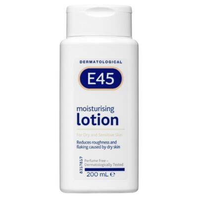 E45 Moisturising Lotion For Dry & Sensitive Skin, Reduces Roughness 200mL