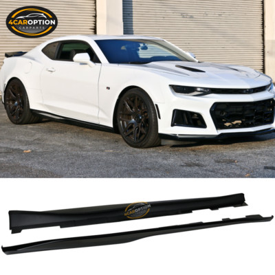 Fits 16-24 Chevy Camaro ZL1 Style Side Skirt Extension Lip PP Glossy Black