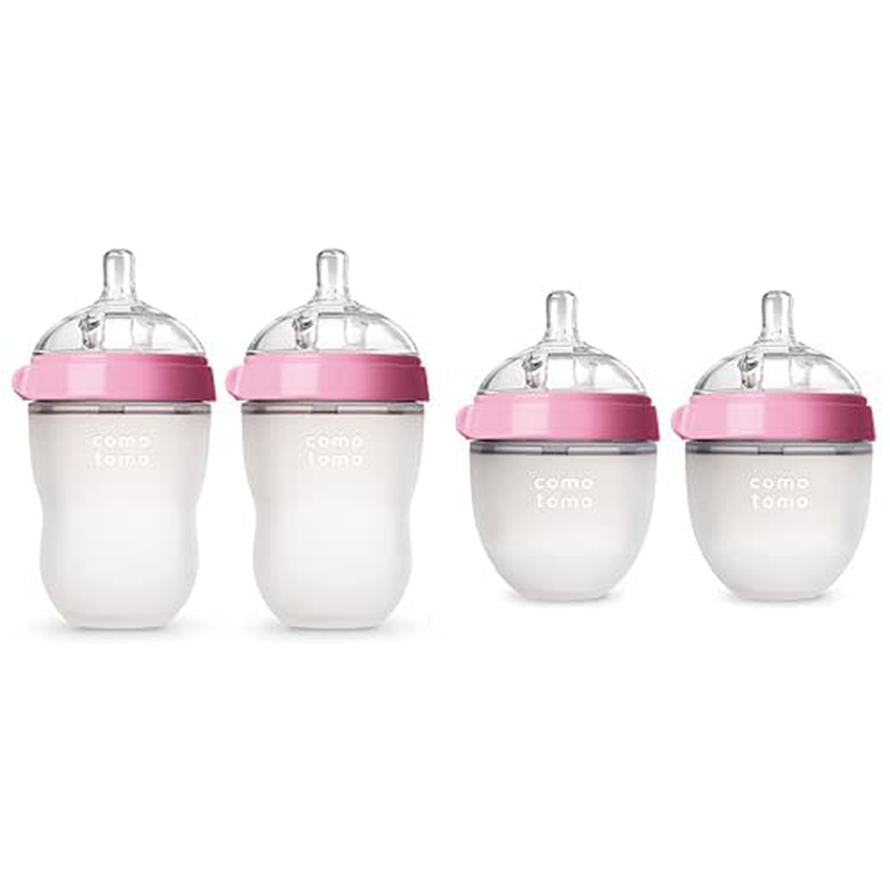 Comotomo Baby Bottle Starter Set, Pink (Two 8-Ounce, Two 5-O