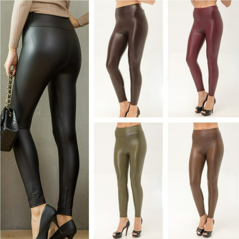 femme-leggings-simili-cuir-crayon-pantalon-mat-extensible-skinny-sexy
