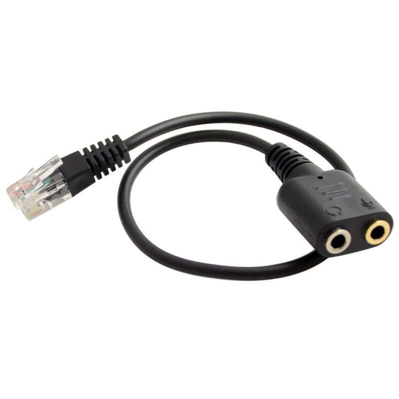 Headset Audio Cable Dual 3.5mm To RJ9 Rj11 Plug Adapter Converter For