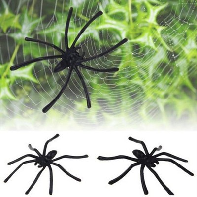 Halloween Plastic Spider  Tricky Toy DIY Decorative Insect 20PcsBag Black 