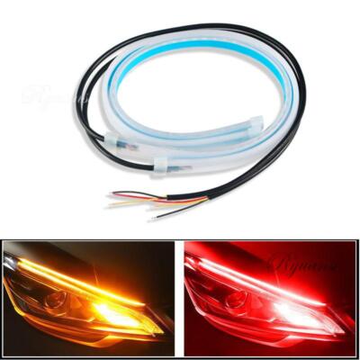 2x LED Daytime Running Light Sequential DRL Turn Signal Headlight Strip Lamp