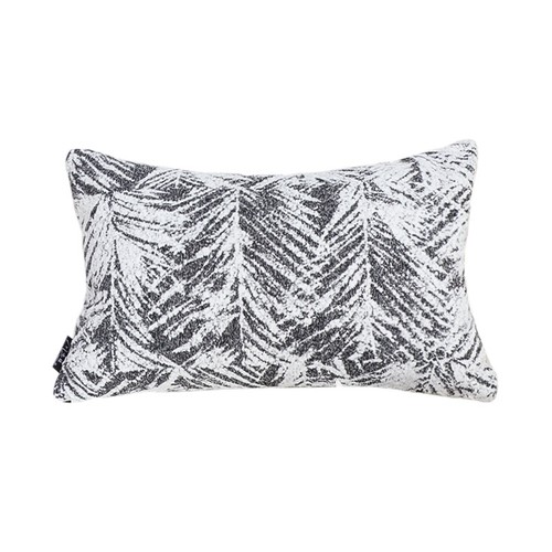 SOGA 35cm Modern Charcoal Palm Leaf Print Contemporary Throw Pillow