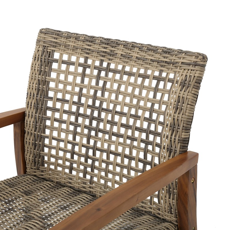 Outdoor Wicker Club Chair Set of 2 Wood Antique Mid Century Patio Porch Deck New