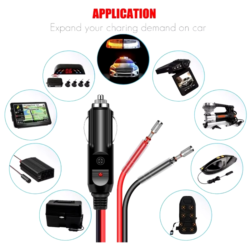 2Pcs 12V Cigarette Male Plug Adapter Replacement for Vehicle Car Truck