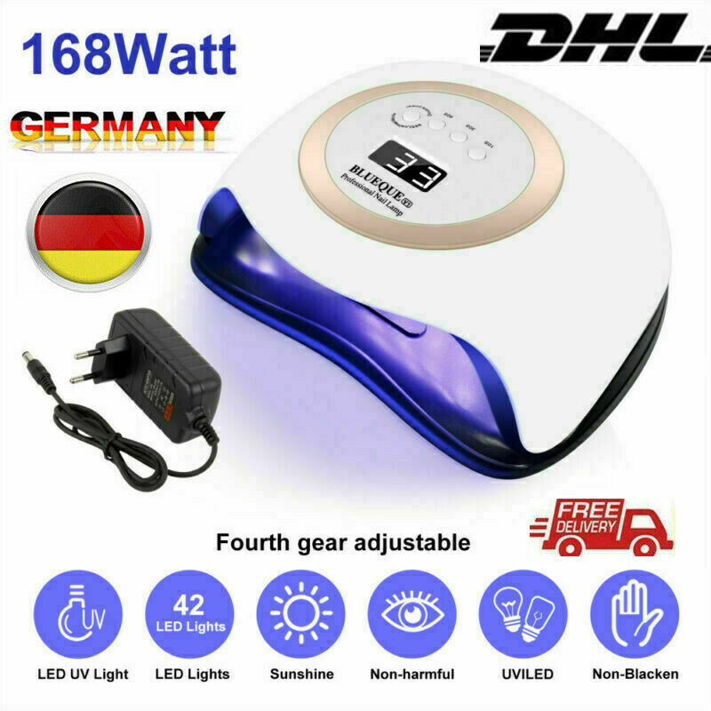 LED UV Nagel Lampe 168W Gel Lichthärtungsgerät Sensor Nageltrockner mit 4 Timer