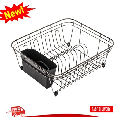 Compact Steel Wire Dish Drying Rack for Kitchen Counter 14.24'' x 5.36'' NEW