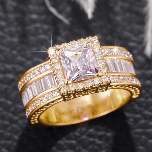 Classic Square Princess Cubic Zirconia Women’s Engagement Wedding Band