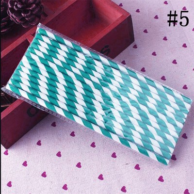 25pcs Biodegradable Paper Striped Drinking Straws Birthday Party Wedding