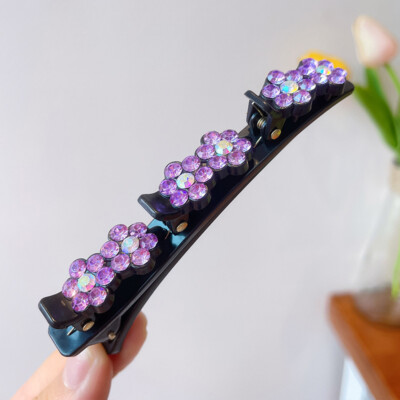 Braid Hairpins Crystal Pearls Hair Flower Accessories Bangs Barrettes Clip Side 