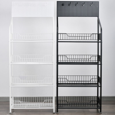 4 Tier Retail Display Rack Stand Metal Wire Snack Candy Display Cart Organizer