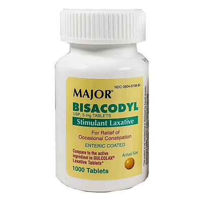 Generic Dulcolax Major Bisacodyl 5mg EC Tablet 1000ct Stimulant Laxative 2/26