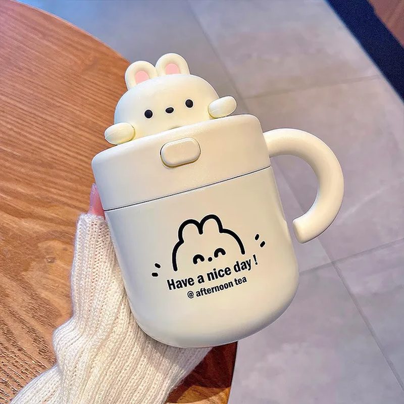 Kawaii Bear Coffee Thermal Cup Insulated Tumbler for Hot Cold Drinks Water Tea T