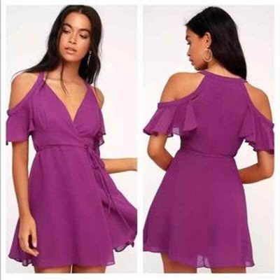 NWT LULUS Women s XS Purple  Bombshell  Wrap Mini Draped Dress