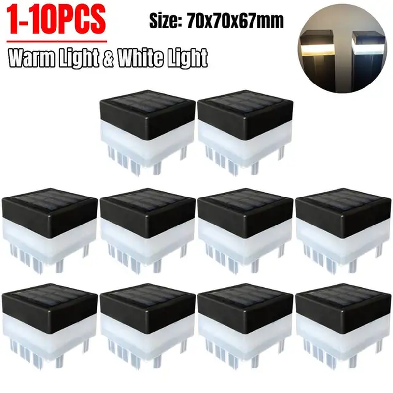 Square Solar Powered Pillar Light Waterproof Outdoor Post Cap Light LED Fence St