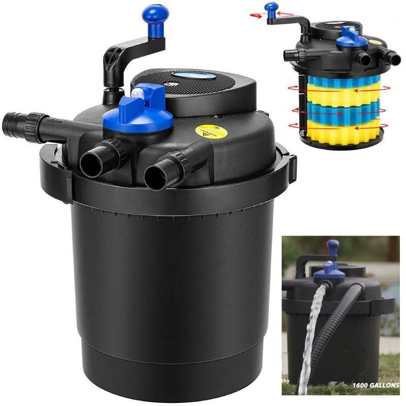 1600 Gal Pond Pressure Bio Filter w/ 13W UV Sterilizer Light Koi Fish ETL Listed