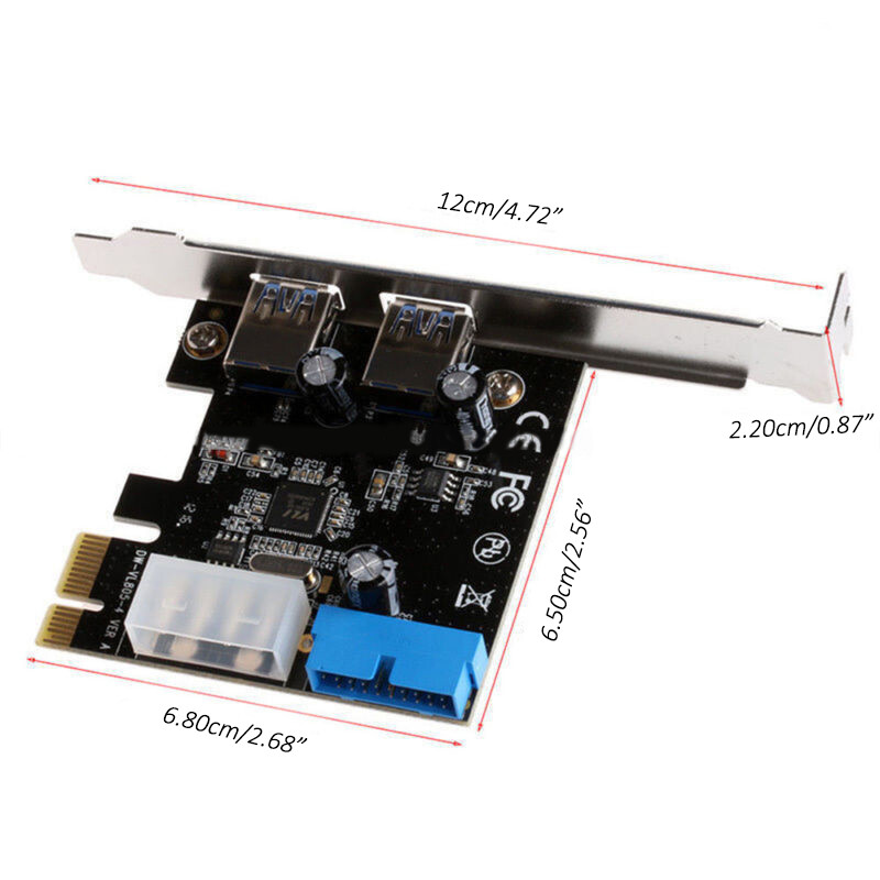 USB 3.0 2 Ports PCI Express Front Panel With Control Card Adapter 4-Pin & 20 Pin