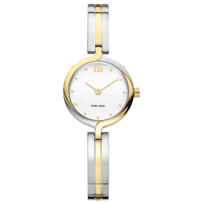Pre-owned Danish Design Iv165q990 White Dial Two Tone Titanium Quartz Classic Womens Watch