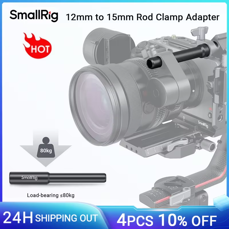 DSLR Camera Rail Rod 12mm to 15mm Rod Clamp Adapter Black Aluminum Alloy Rod for